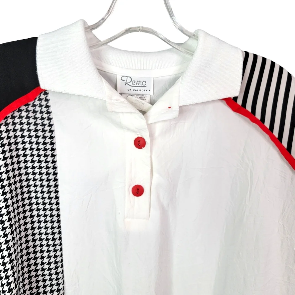 Reno of California Vintage Multi Pattern Color Block Button Up Blouse Tee M - Picture 2 of 12